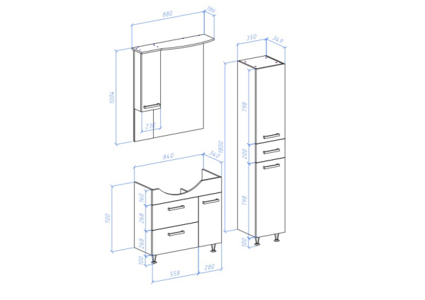 Тумба под раковину Bellezza Балтика 90 4638915111076